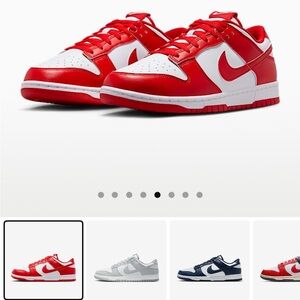 Nike Dunk Low Red and White Sneakers Size 8 Women’s 6.5 Men’s